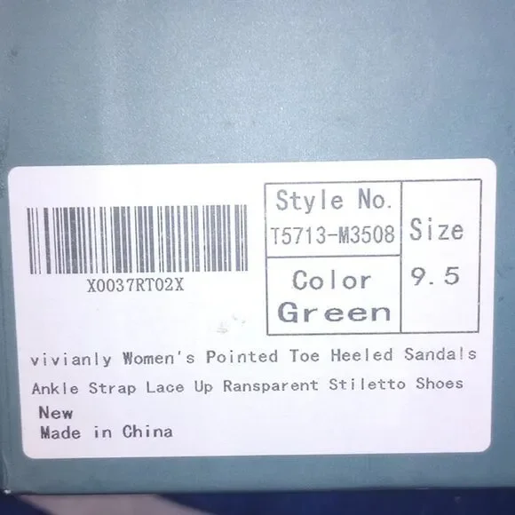 vivianly Rhinestone Lace Up Clear Heel Stilettos Size 9.5 NWT - Picture 9 of 9